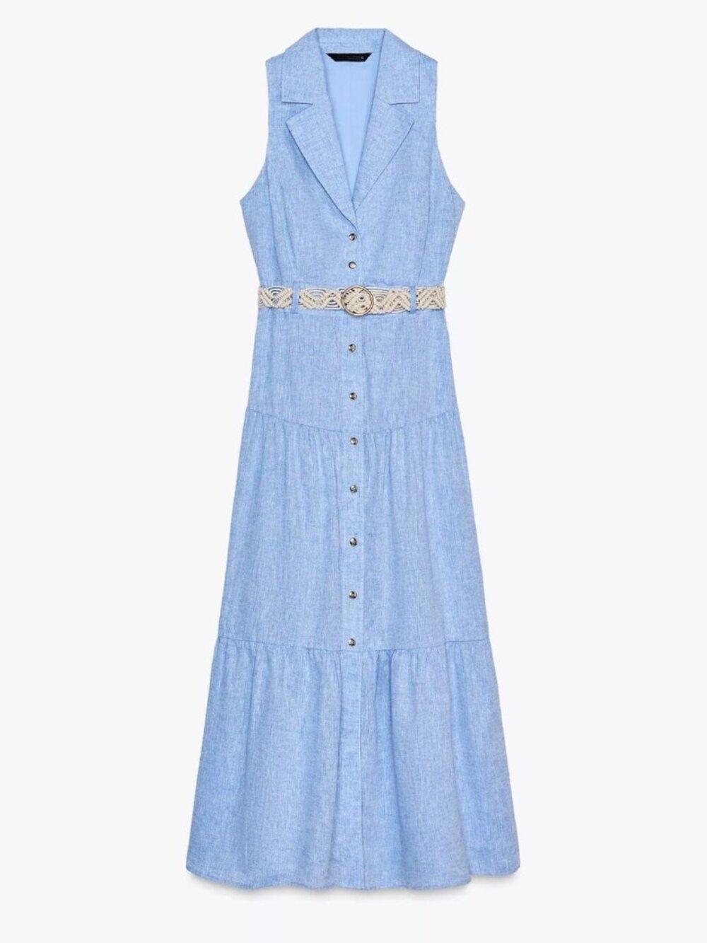 Zara Light Blue Linen Blend Midi/Maxi Shirt Dress | Size Medium